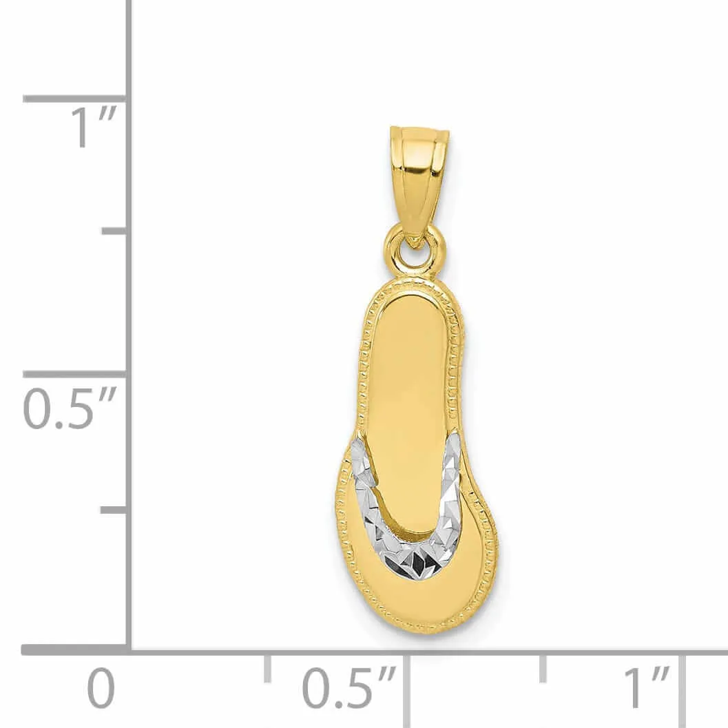 10k Two Tone Gold Flip Flop Sandle Pendant