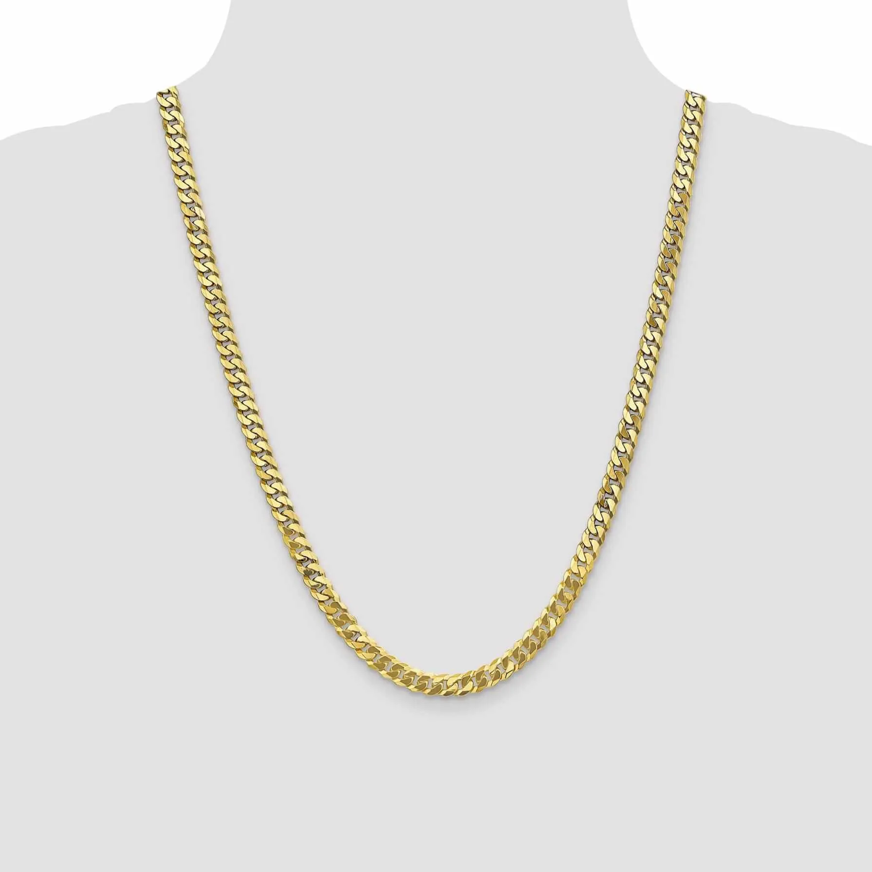 10k Yellow Gold 6.1mm Flat Beveled Curb Chain