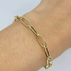 14K Oval Flat Link Bracelet 7"