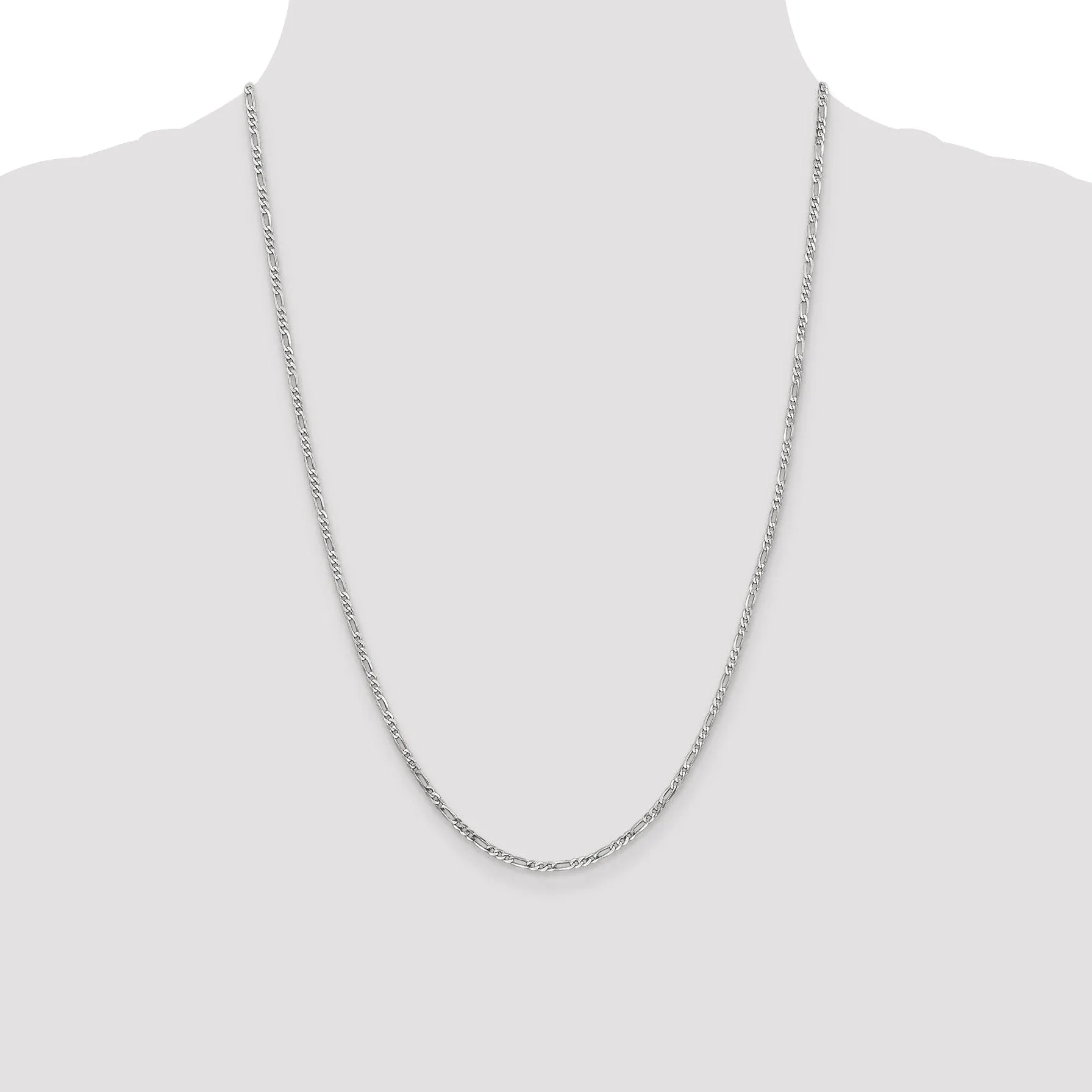 14k White Gold 2.4 MM Flat Figaro Chain