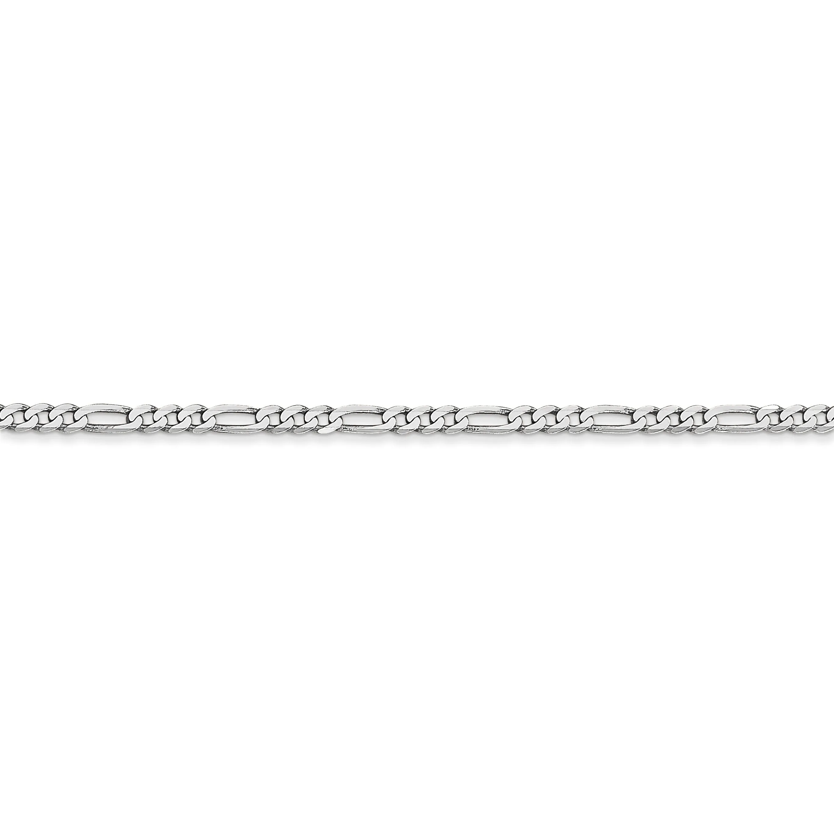 14k White Gold 2.4 MM Flat Figaro Chain