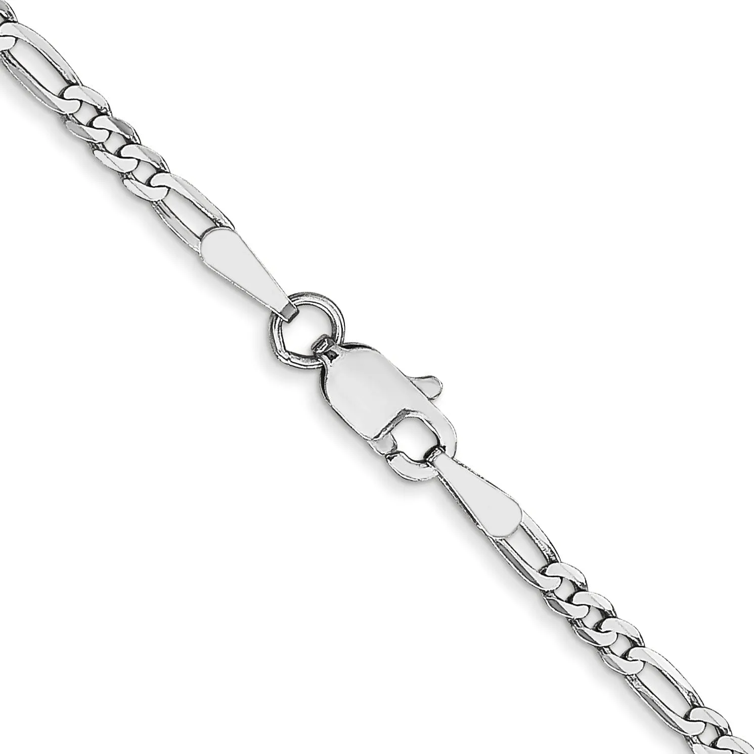 14k White Gold 2.4 MM Flat Figaro Chain