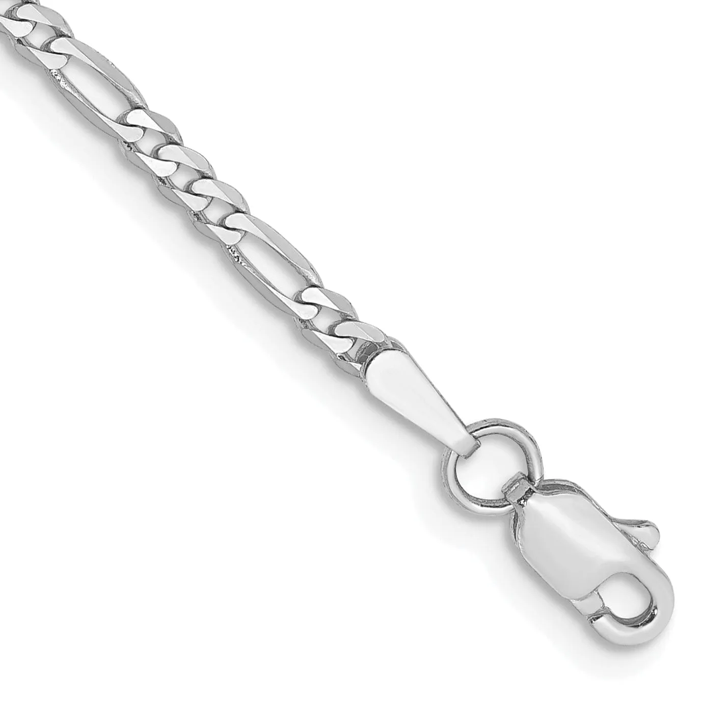 14k White Gold 2.4 MM Flat Figaro Chain