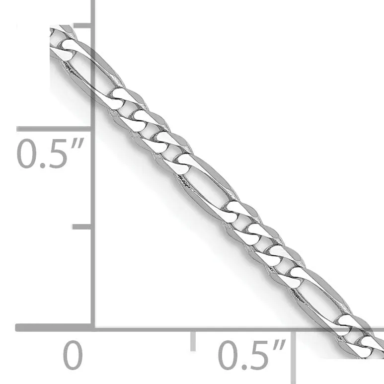 14k White Gold 2.4 MM Flat Figaro Chain