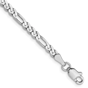 14k White Gold 3.0mm Flat Figaro Chain