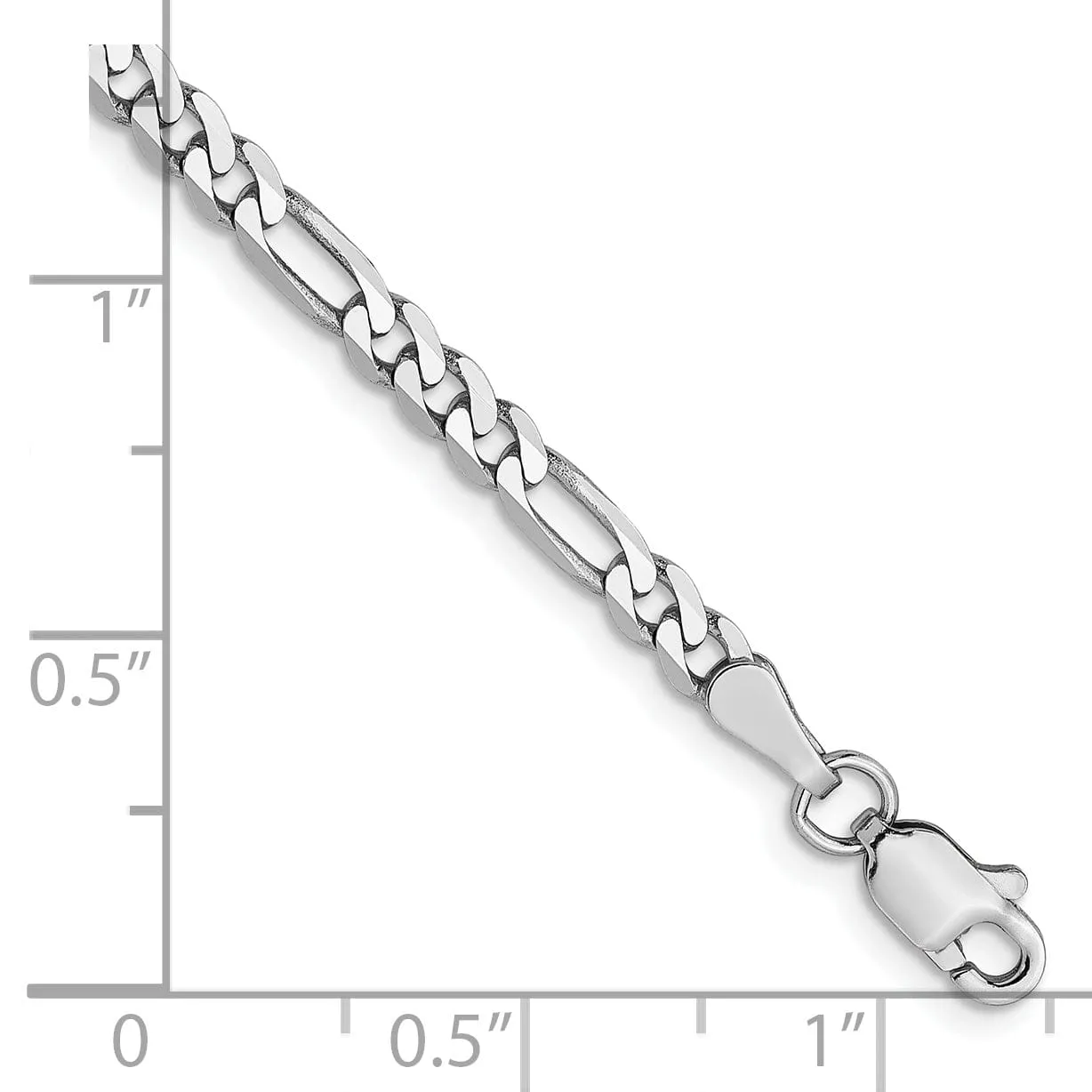 14k White Gold 3.0mm Flat Figaro Chain