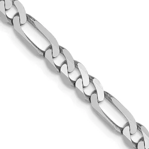 14k White Gold 4.0mm Flat Figaro Chain
