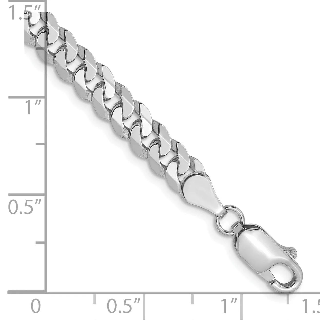 14k White Gold 4.5mm Flat Curb Chain