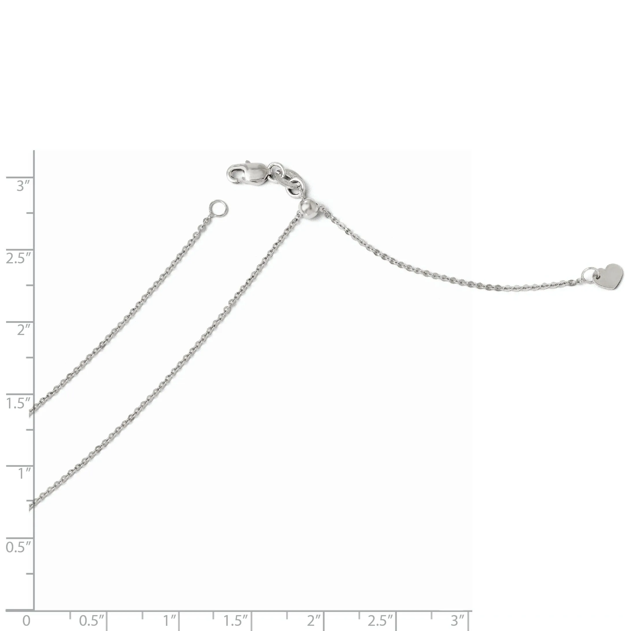 14k White Gold Adjustable Flat Cable Chain