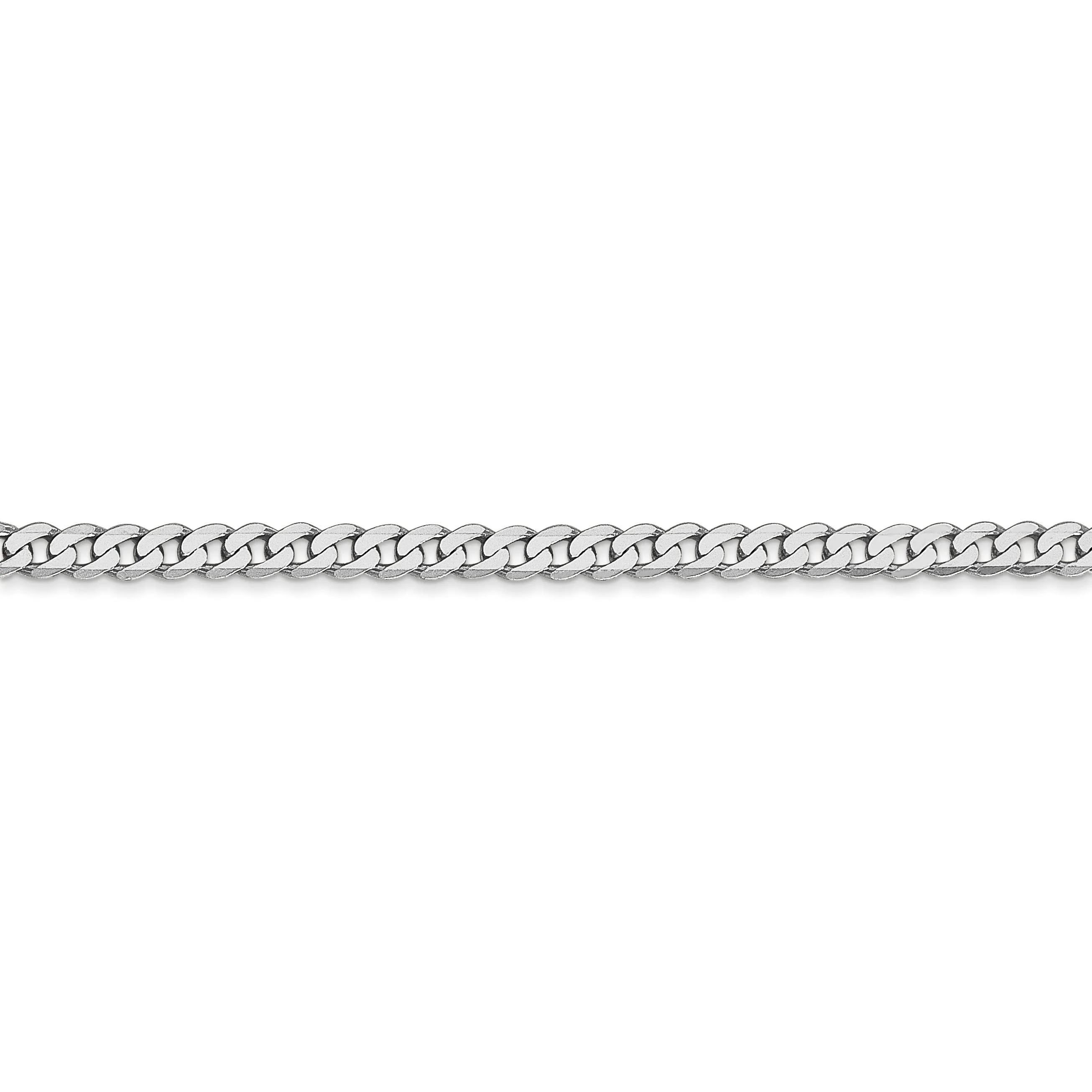 14k White Gold Polished 2.90mm Flat Curb Chain