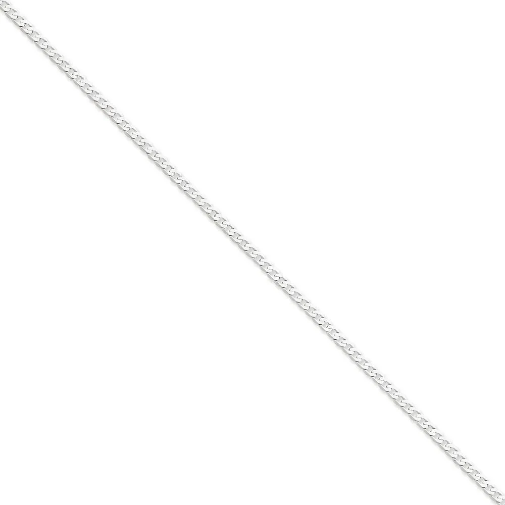 14k White Gold Polished 2.90mm Flat Curb Chain