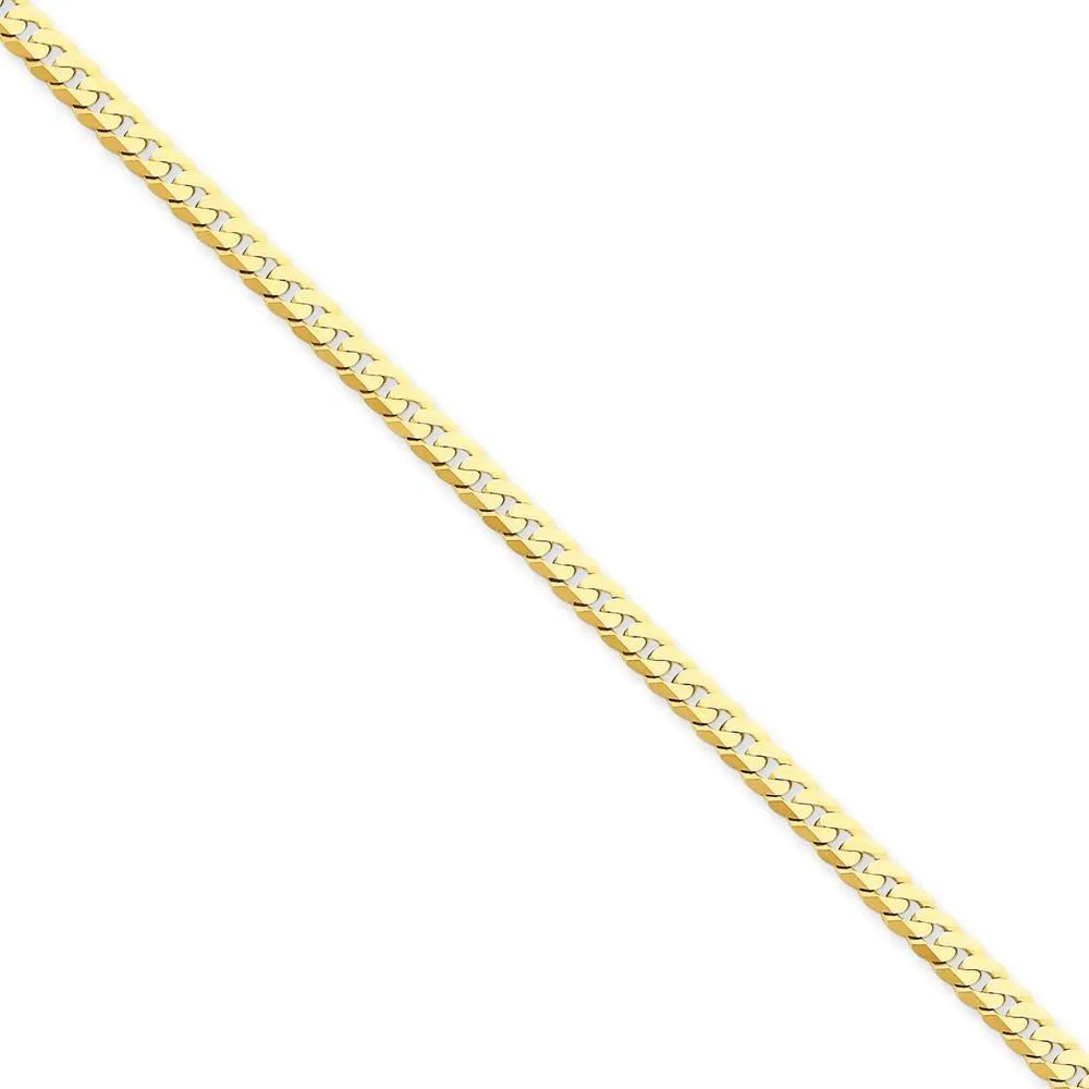 14k Yellow Gold 3.90mm Flat Beveled Curb Chain