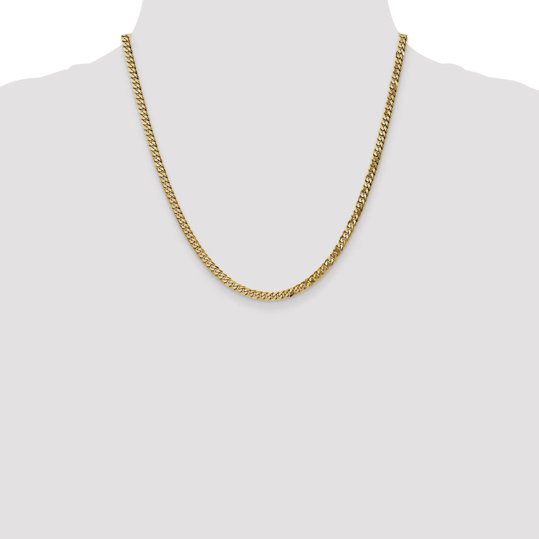 14k Yellow Gold 3.90mm Flat Beveled Curb Chain