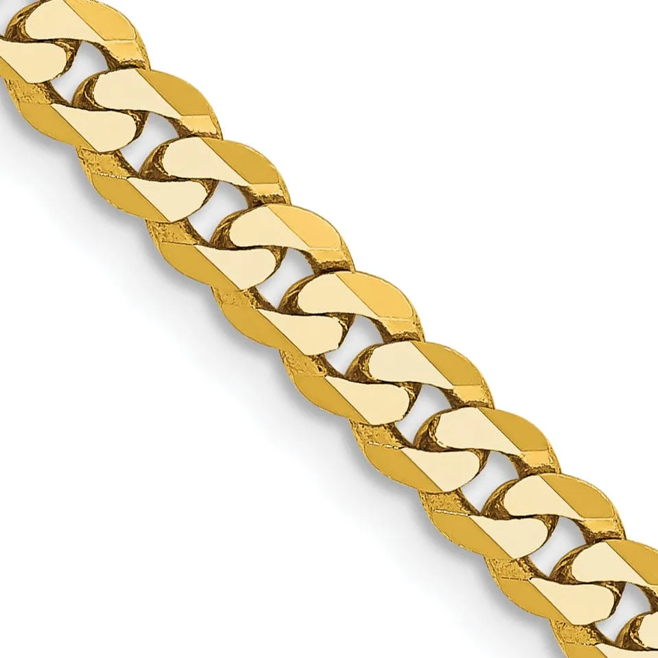 14k Yellow Gold 3.90mm Flat Beveled Curb Chain