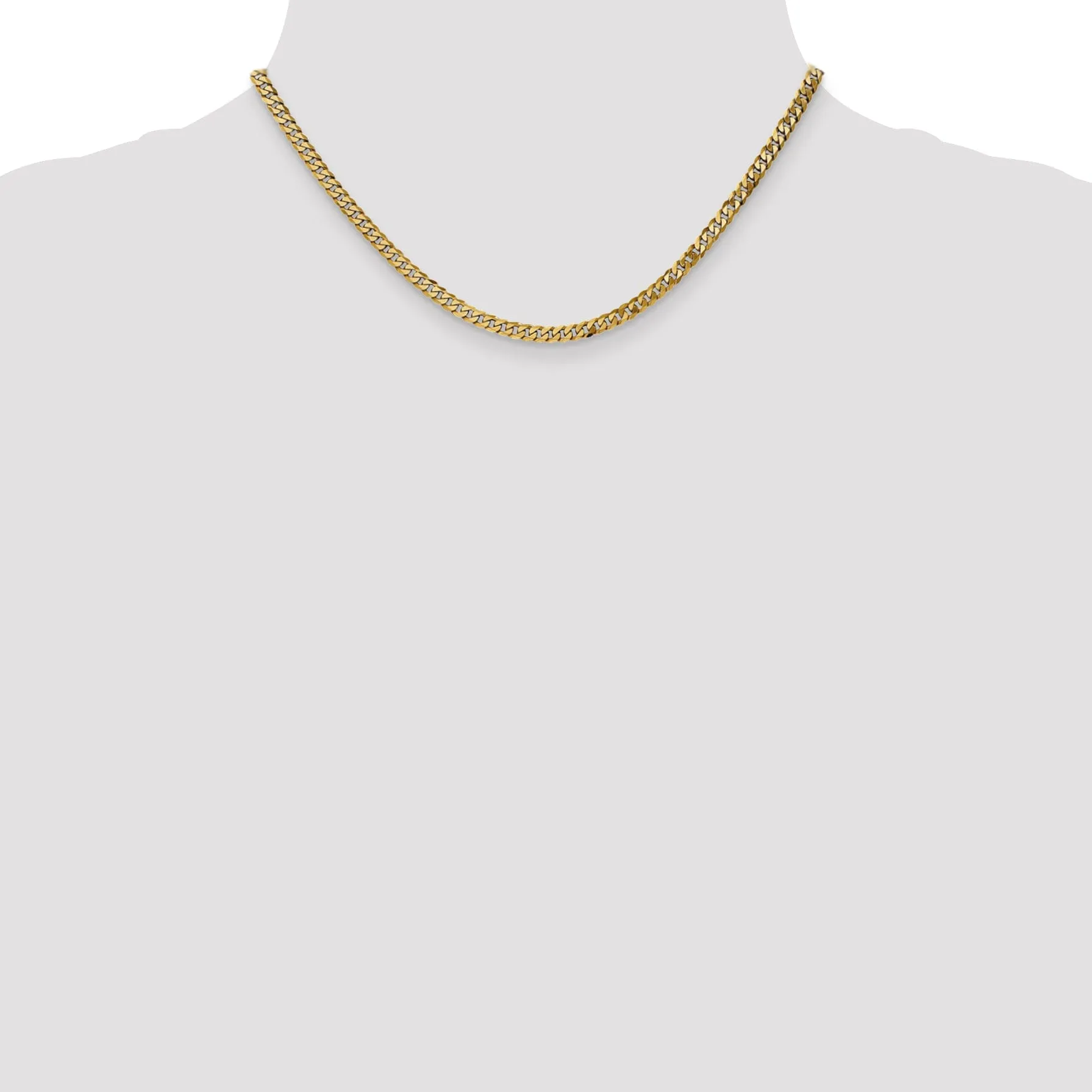 14k Yellow Gold 3.90mm Flat Beveled Curb Chain