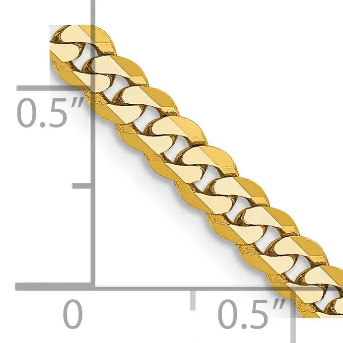 14k Yellow Gold 3.90mm Flat Beveled Curb Chain
