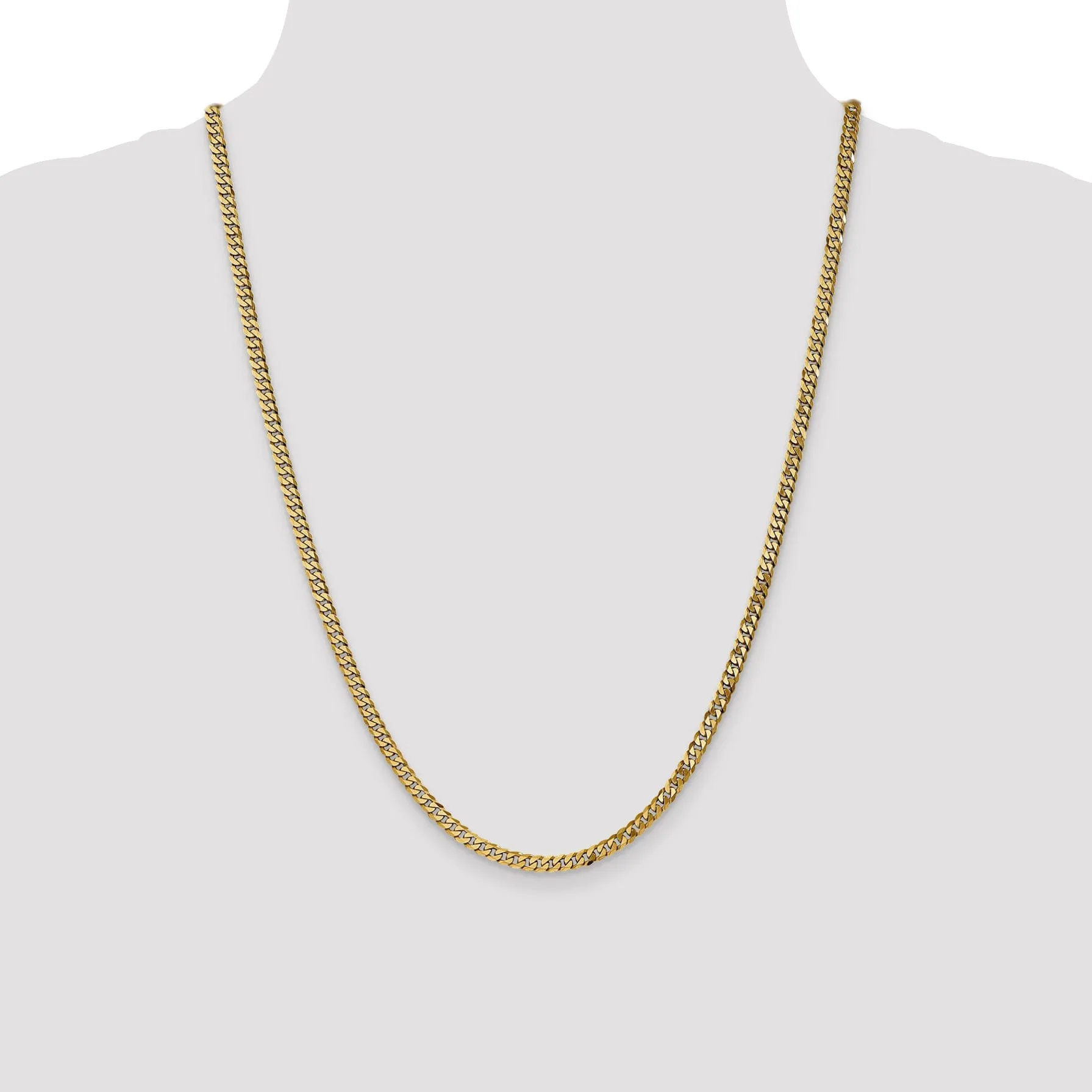 14k Yellow Gold 3.90mm Flat Beveled Curb Chain