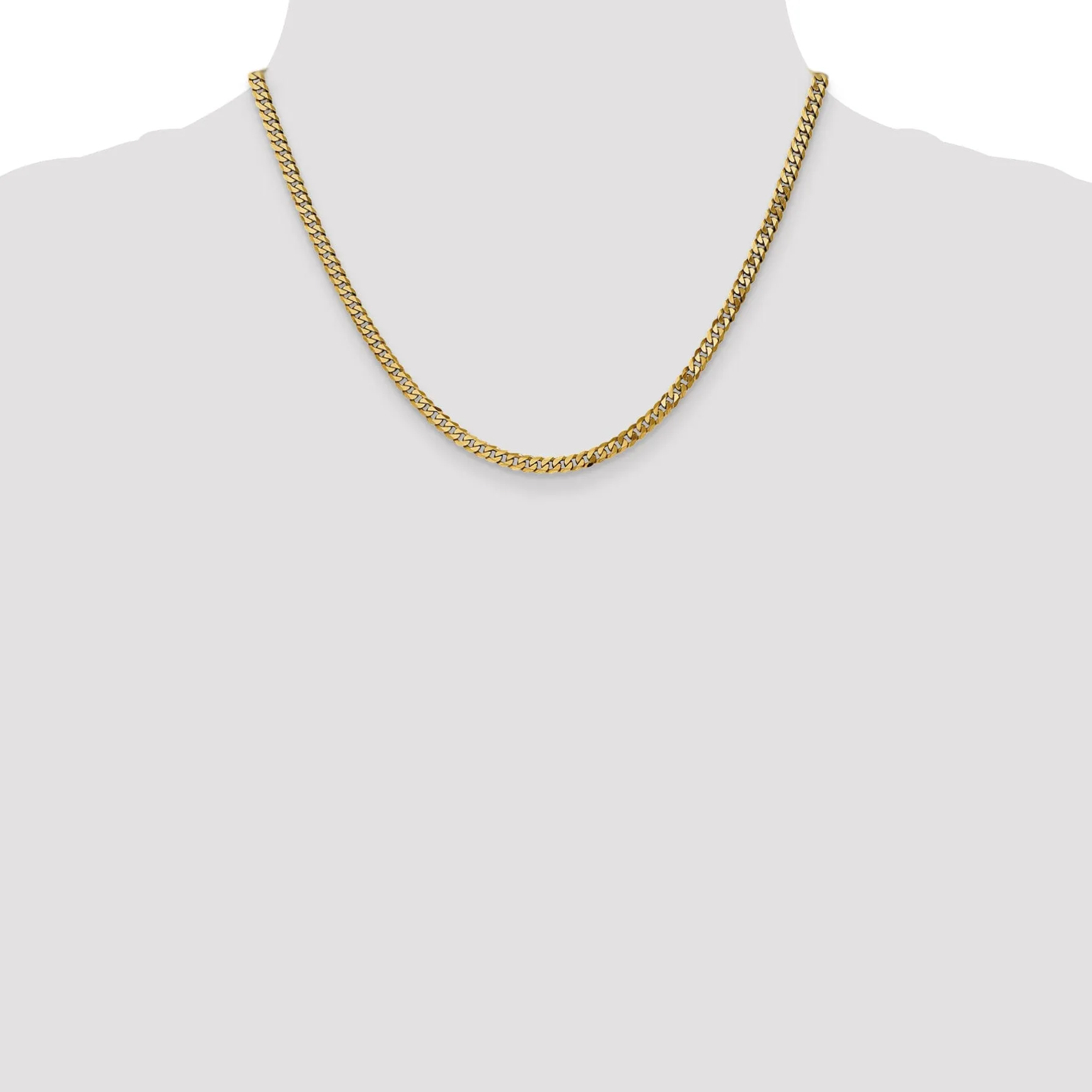 14k Yellow Gold 3.90mm Flat Beveled Curb Chain