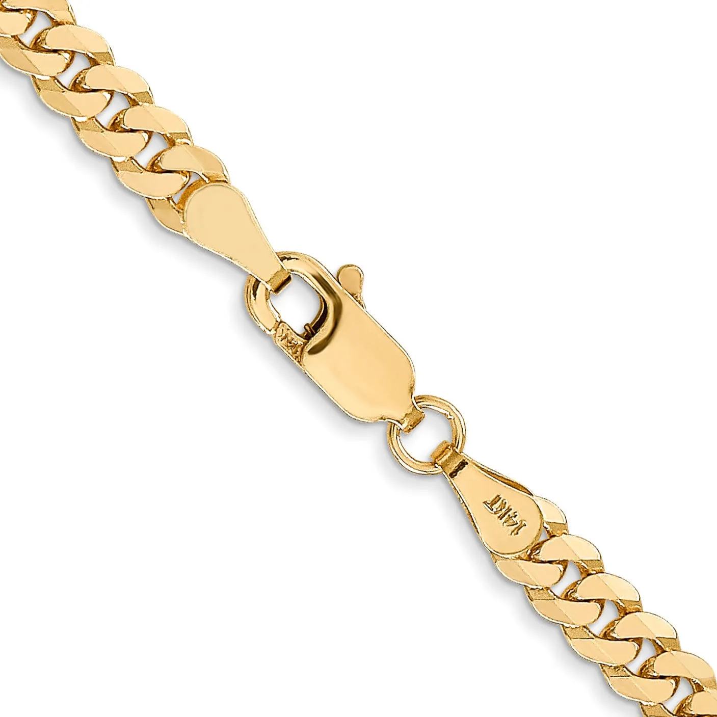 14k Yellow Gold 3.90mm Flat Beveled Curb Chain