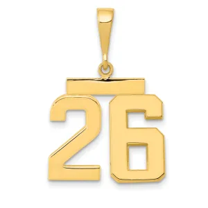 14k Yellow Gold Medium Polished Number 26 Charm