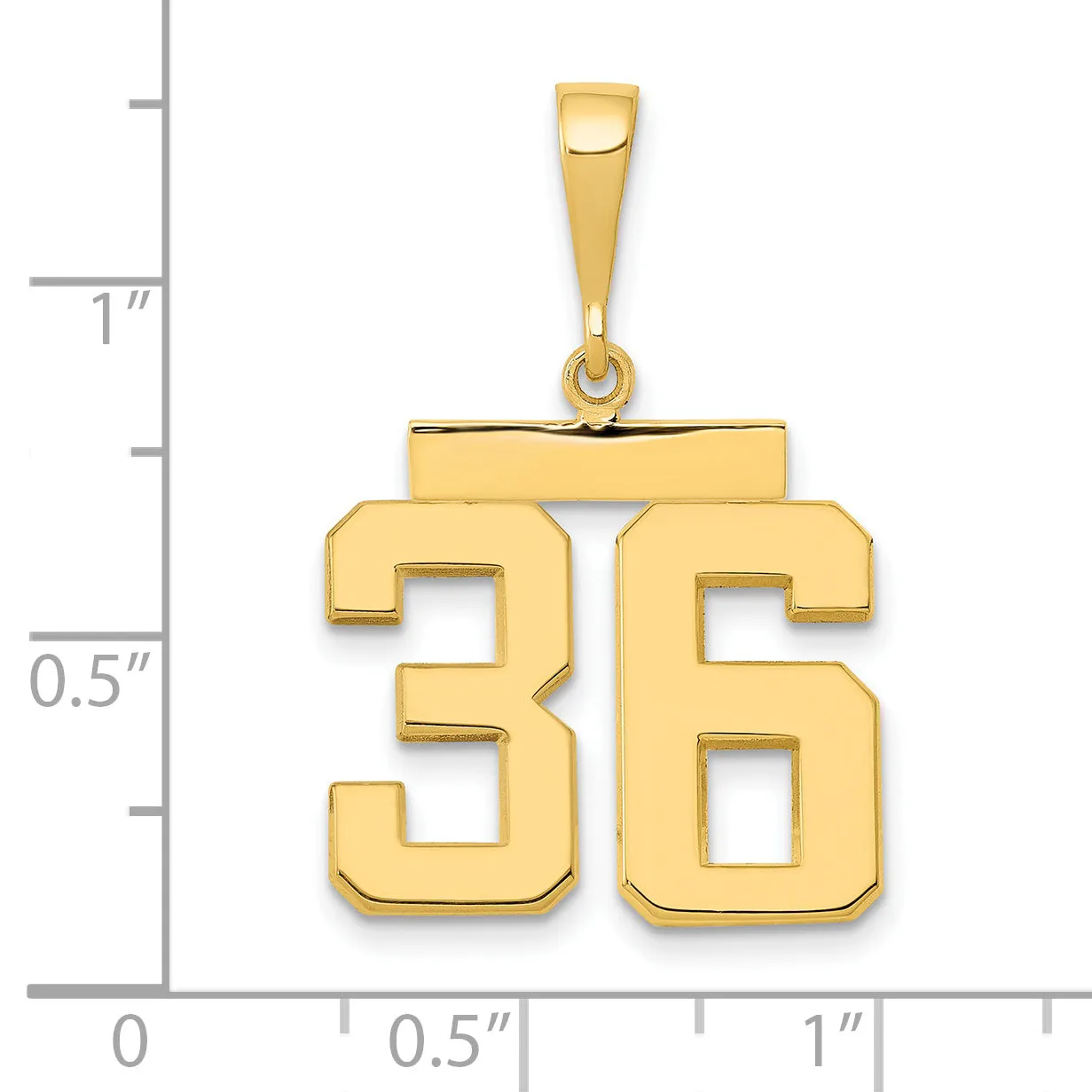 14k Yellow Gold Medium Polished Number 36 Charm