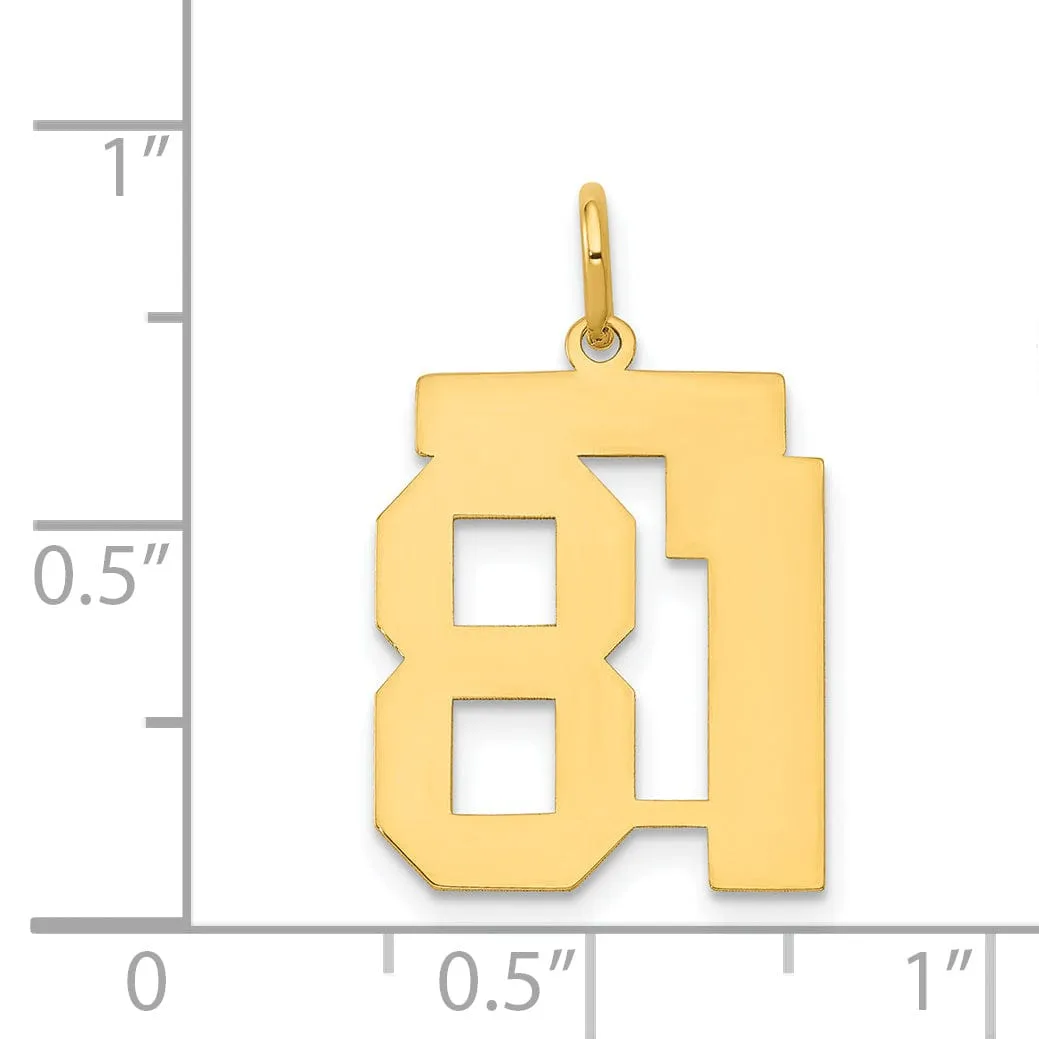 14K Yellow Gold Polished Finish Medium Size Number 81 Charm Pendant