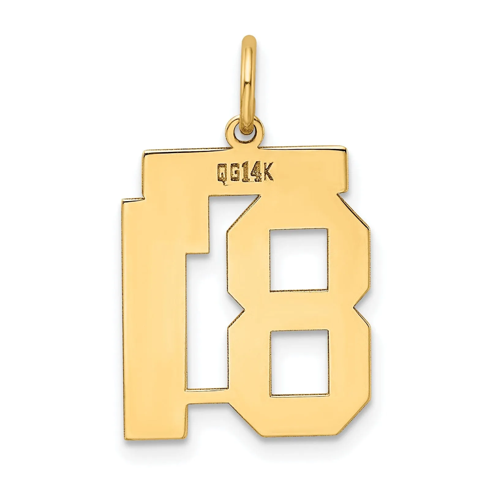 14K Yellow Gold Polished Finish Medium Size Number 81 Charm Pendant