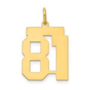 14K Yellow Gold Polished Finish Medium Size Number 81 Charm Pendant
