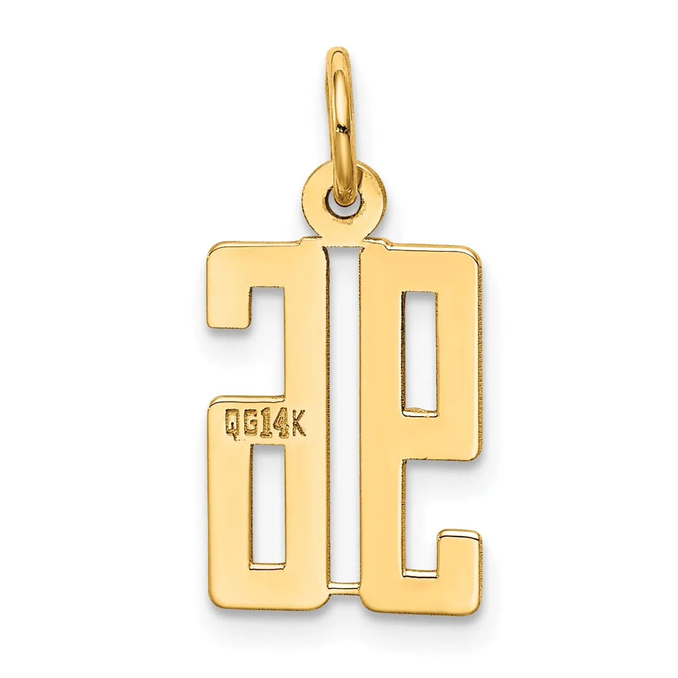 14K Yellow Gold Polished Finish Small Size Elongated Shape Number 96 Charm Pendant