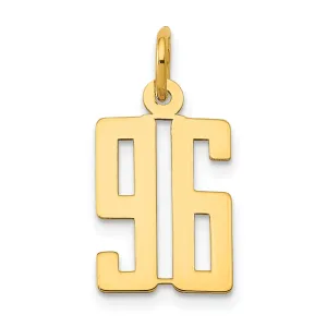 14K Yellow Gold Polished Finish Small Size Elongated Shape Number 96 Charm Pendant