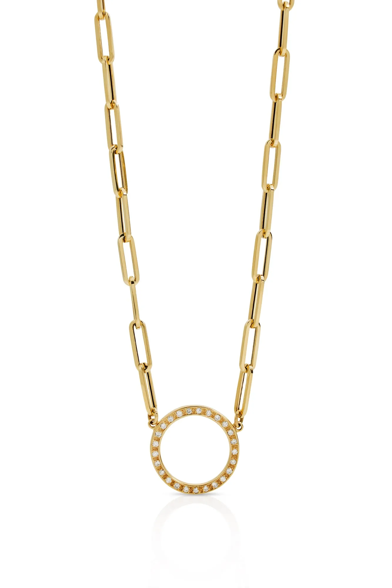 14KY Flat Links 4.0mm Paper Clip Necklace