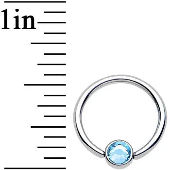 16 Gauge 3/8 Aqua Gem Titanium BCR Captive Ring 4mm Flat Disc