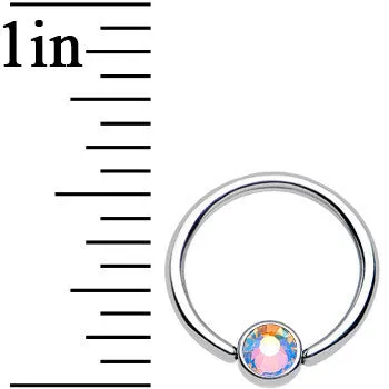 16 Gauge 3/8 Aurora Gem Disc Stainless Steel BCR Captive Ring