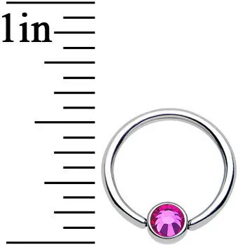 16 Gauge 3/8 Fuschia Gem Disc Titanium BCR Captive Ring