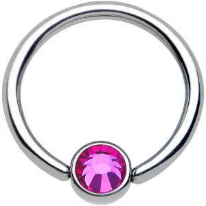 16 Gauge 3/8 Fuschia Gem Disc Titanium BCR Captive Ring
