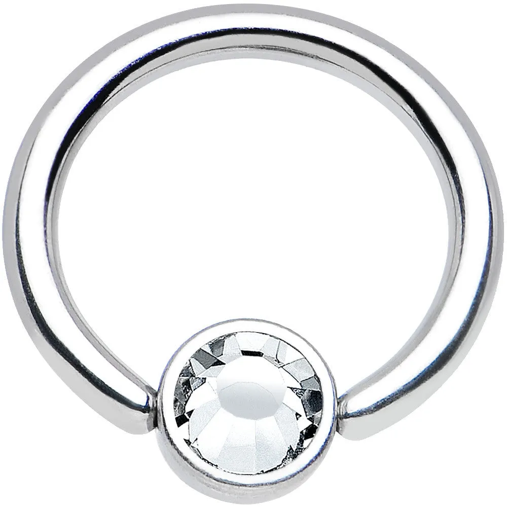 16 Gauge 5/16 Clear Gem Steel BCR Captive Ring 4mm Flat Disc