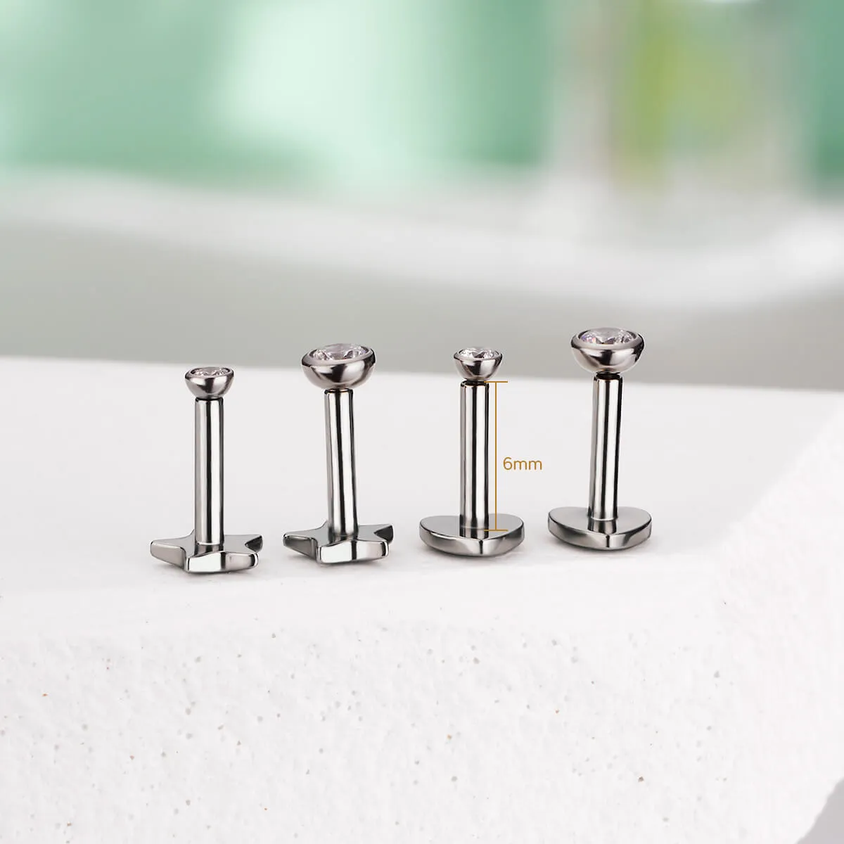 16G Threadless Bezel CZ Star Heart Flat Back Cartilage Stud Mantis Piercing Nose Jewelry