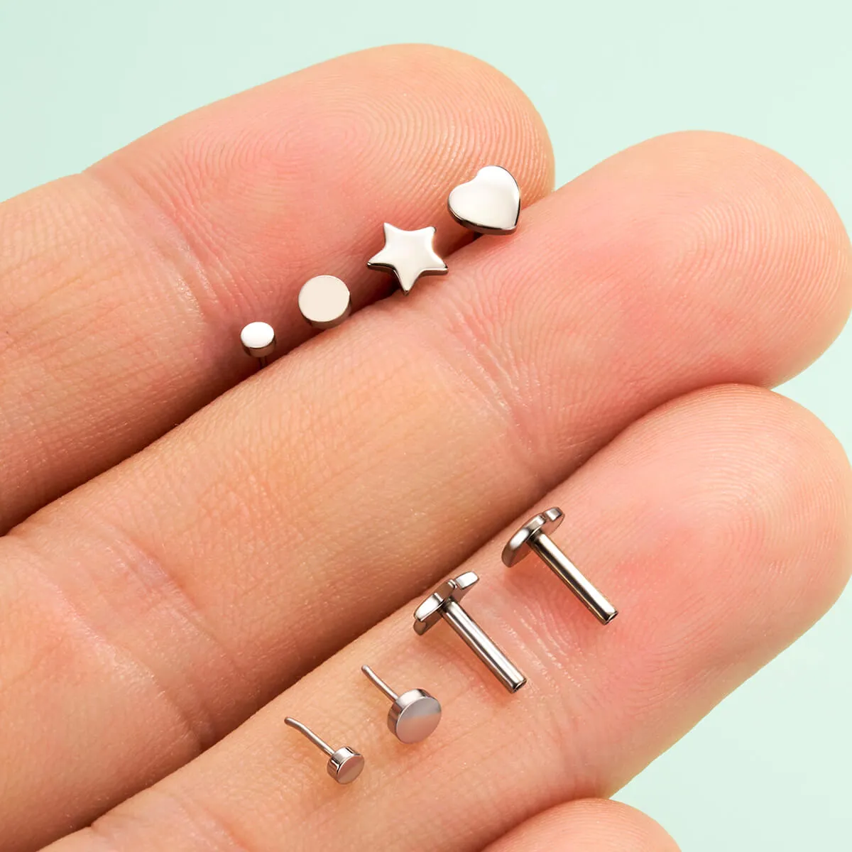 16G Titanium Threadless Disc Top Star Heart Flat Back Cartilage Mantis Piercing Stud