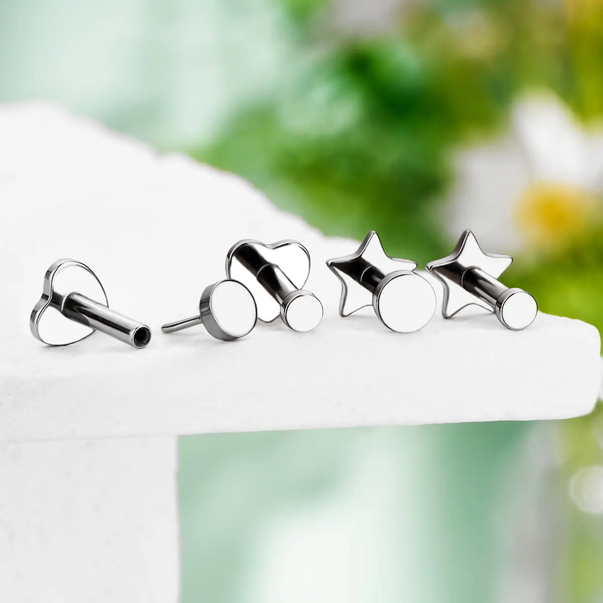 16G Titanium Threadless Disc Top Star Heart Flat Back Cartilage Mantis Piercing Stud