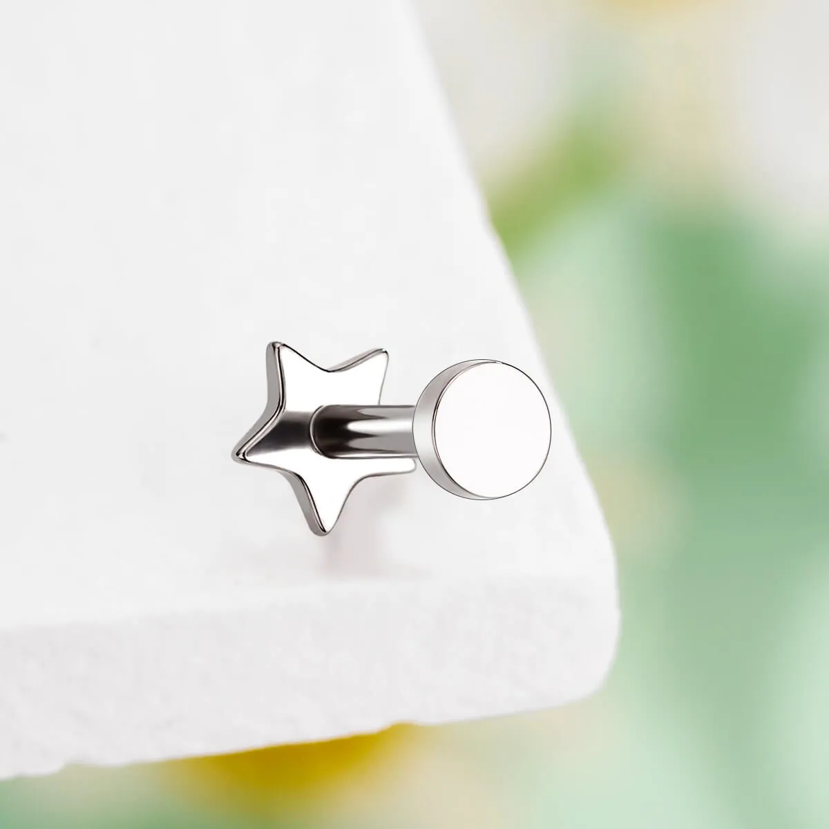 16G Titanium Threadless Disc Top Star Heart Flat Back Cartilage Mantis Piercing Stud