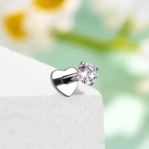 16G Titanium Threadless Prong CZ Star Heart Flat Back Cartilage Stud Mantis Piercing Stud