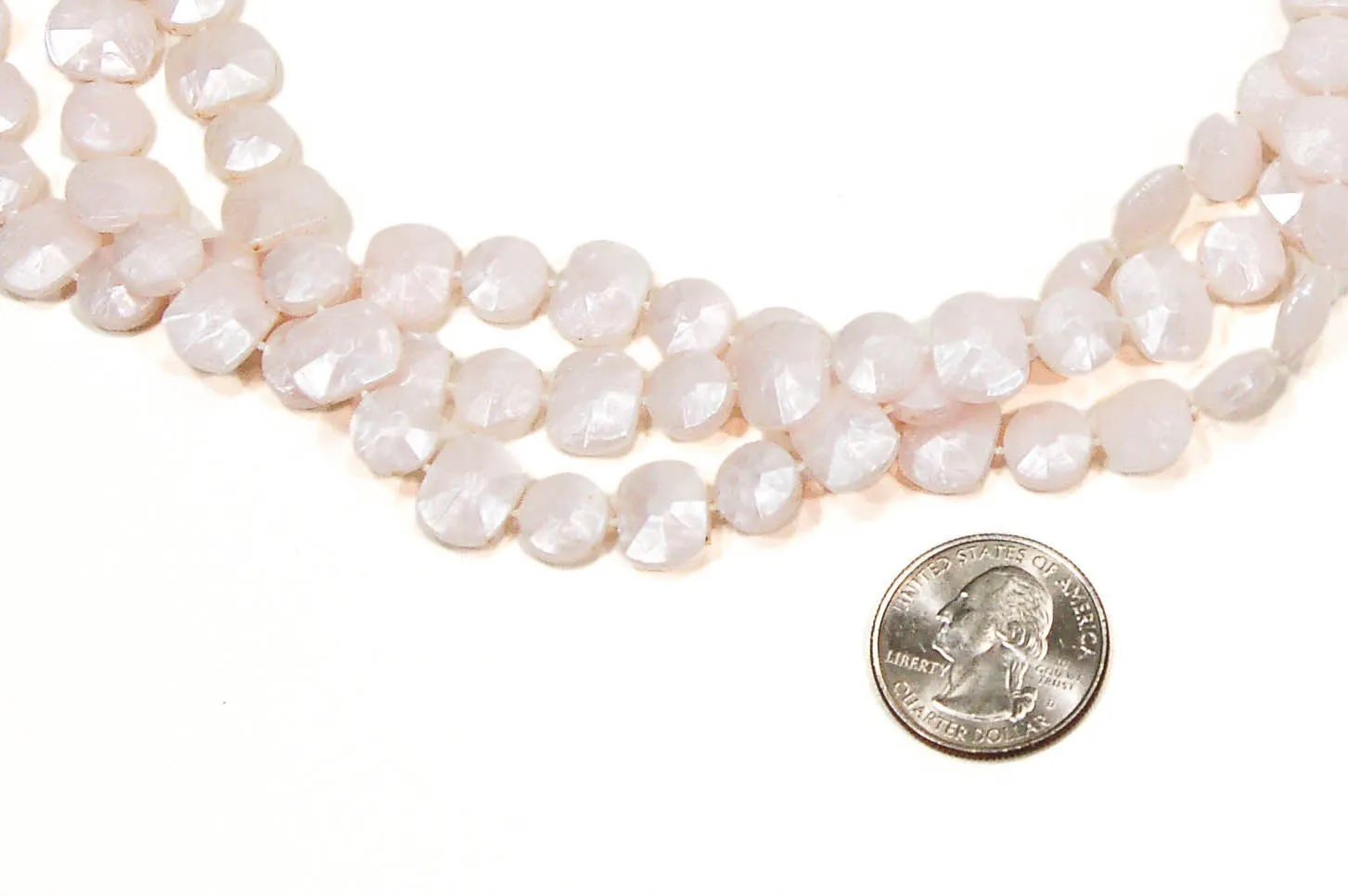 1960's Flat Faceted Pale Pink Bead Necklace