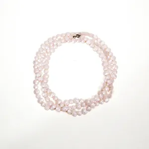 1960's Flat Faceted Pale Pink Bead Necklace