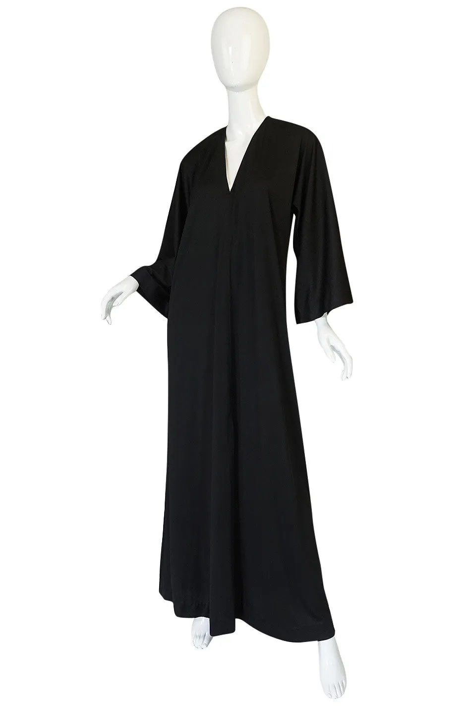 1970s Halston Simple & Chic Black Jersey Caftan Dress