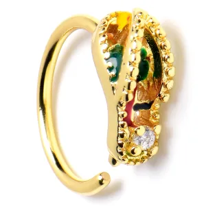 20 Gauge 5/16 Clear Gem Gold Tone Beach Sandal Nose Hoop