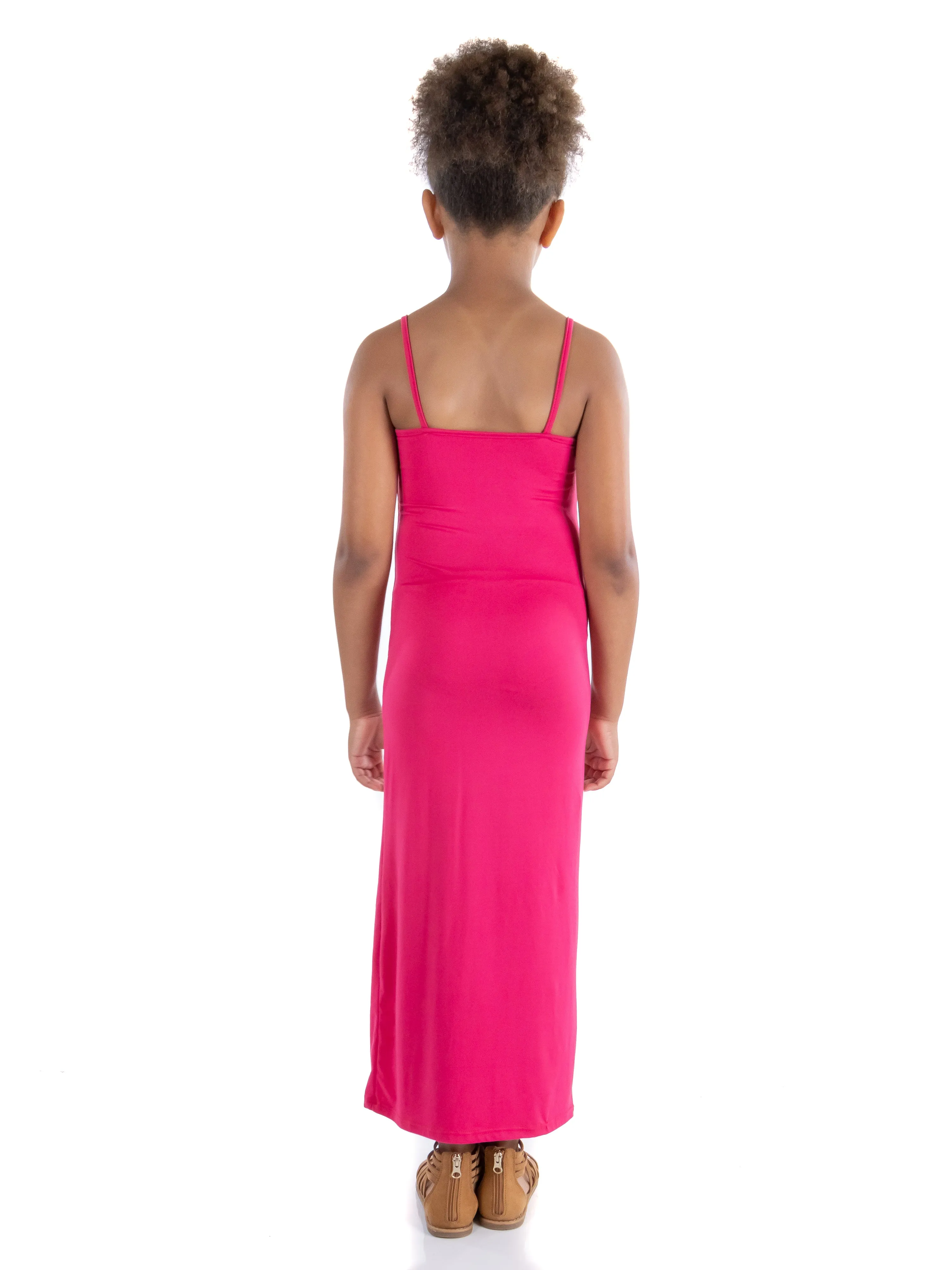 24seven Comfort Apparel Ruffle Spaghetti Strap Girls Maxi Dress