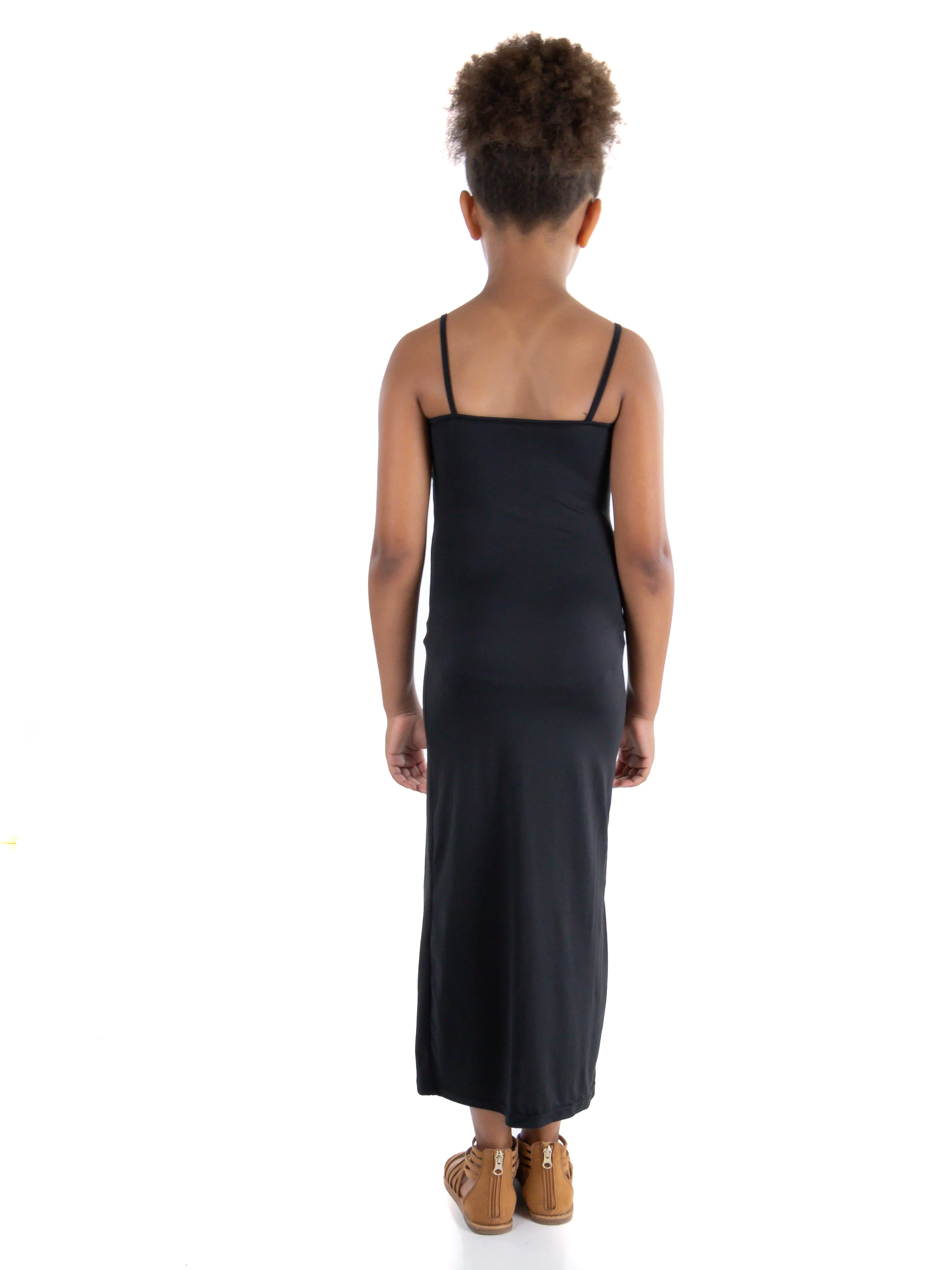 24seven Comfort Apparel Ruffle Spaghetti Strap Girls Maxi Dress