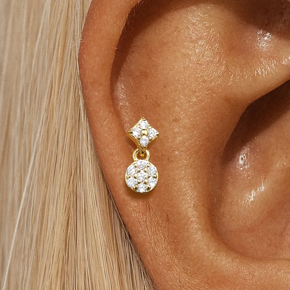 925 Silver Disc Drop Flat Back Earrings