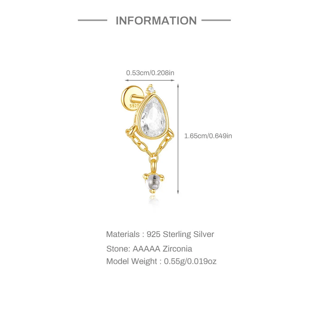 925 Silver Large Drop Pendant CZ Diamond Flat Back Earrings
