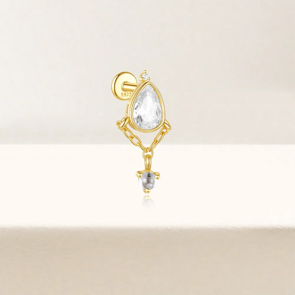 925 Silver Large Drop Pendant CZ Diamond Flat Back Earrings